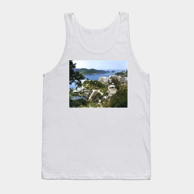 Colorized Vintage Landscape Photo of Acapulco Mexico Tank Top by In Memory of Jerry Frank